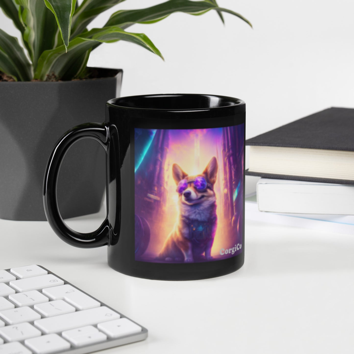 Steampunk Corgi in Sunglasses Coffee Mug