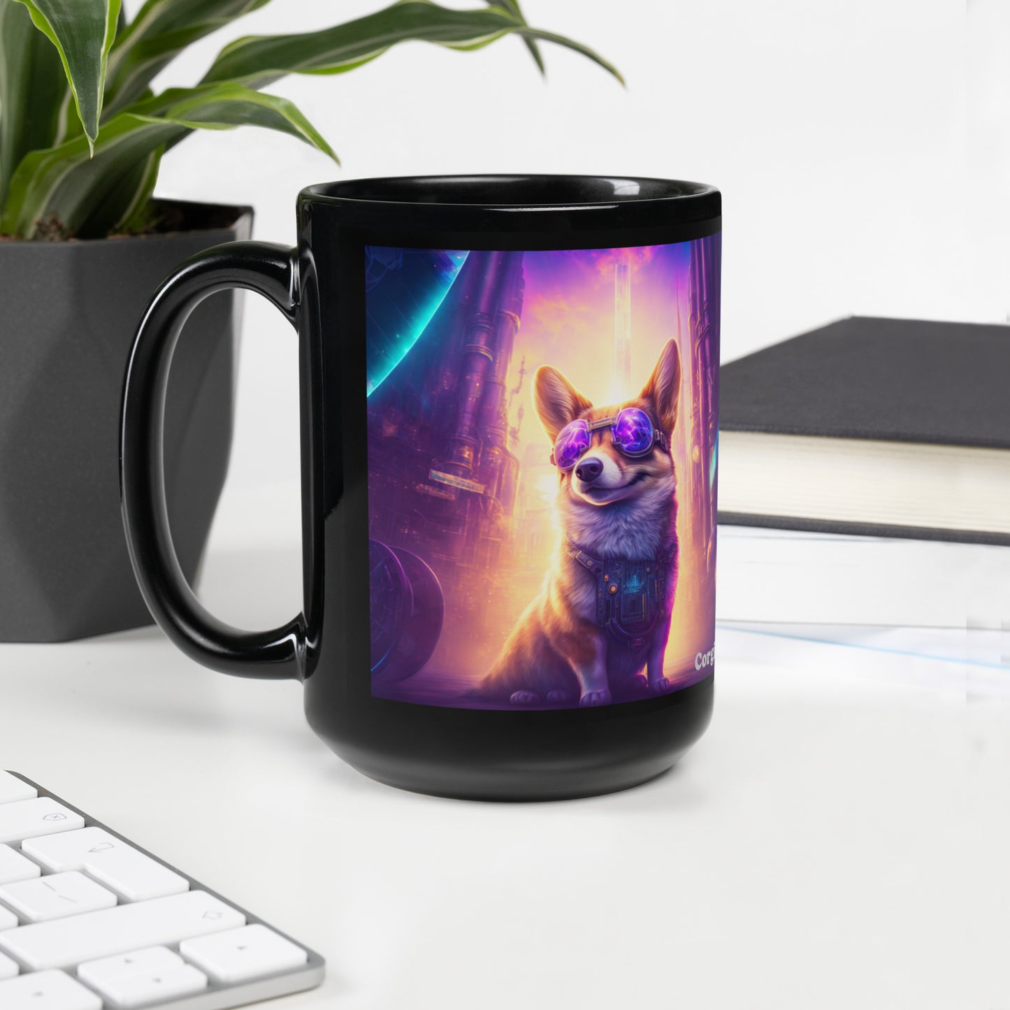Steampunk Corgi in Sunglasses Coffee Mug