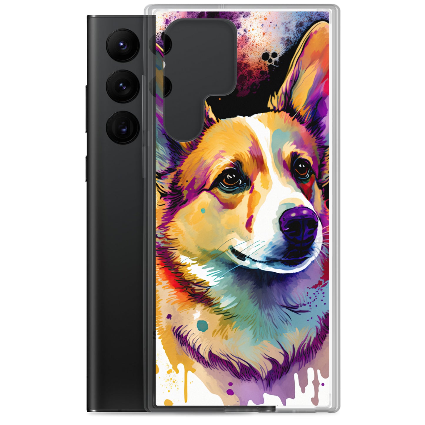 Purple Watercolor Corgi Clear Case for Samsung®