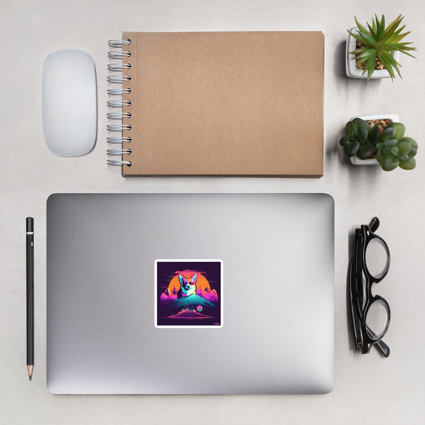 New Wave Mountain Corgi Bubble-free stickers