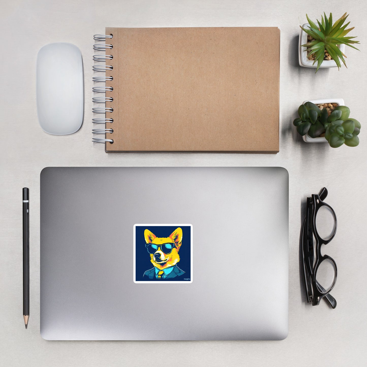 Suit and Tie with Sunglasses Corgi Bubble-free stickers