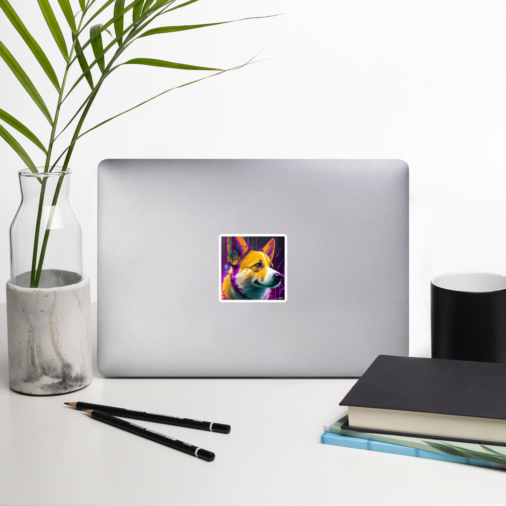 Purple Paint Art Corgi Bubble-free stickers