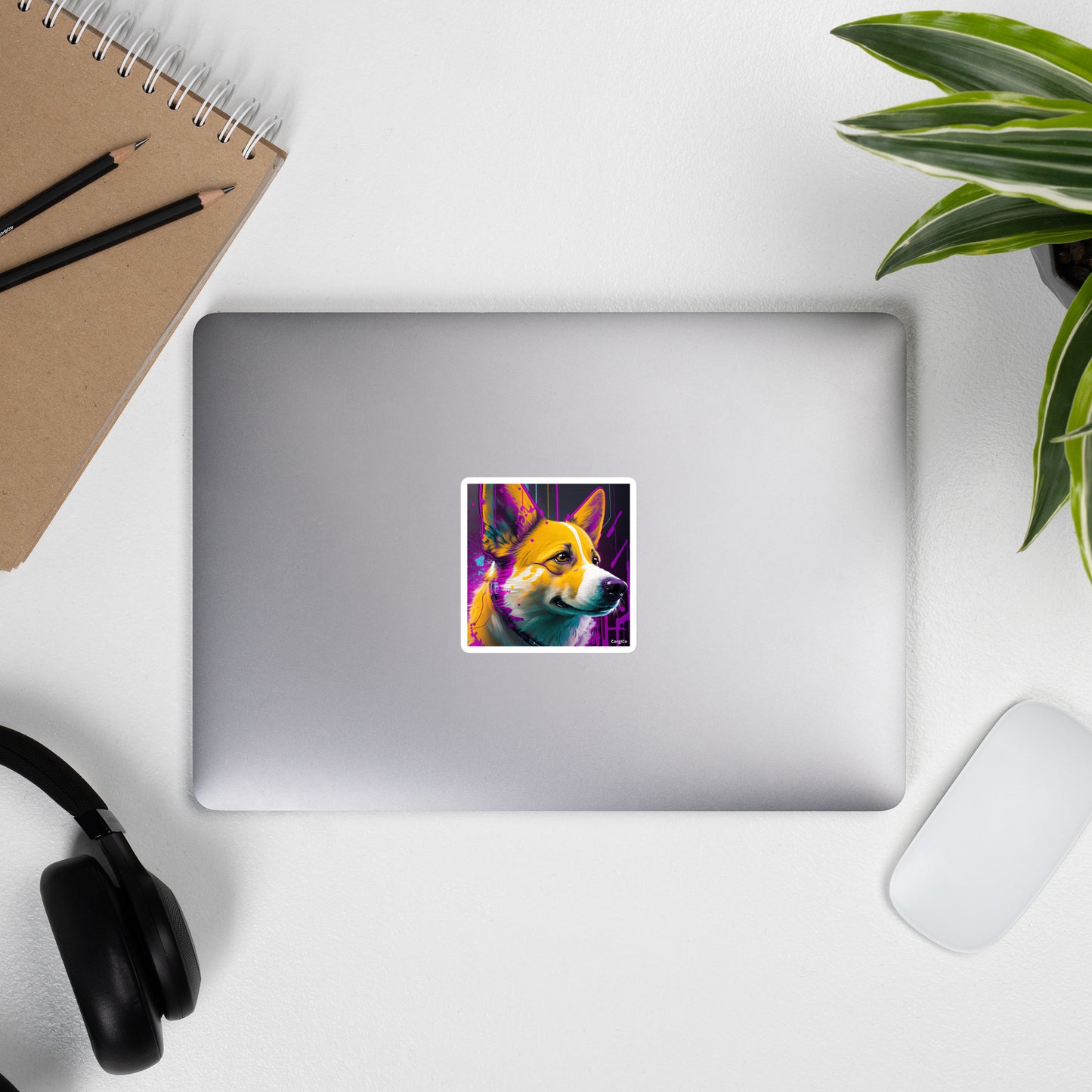Purple Paint Art Corgi Bubble-free stickers