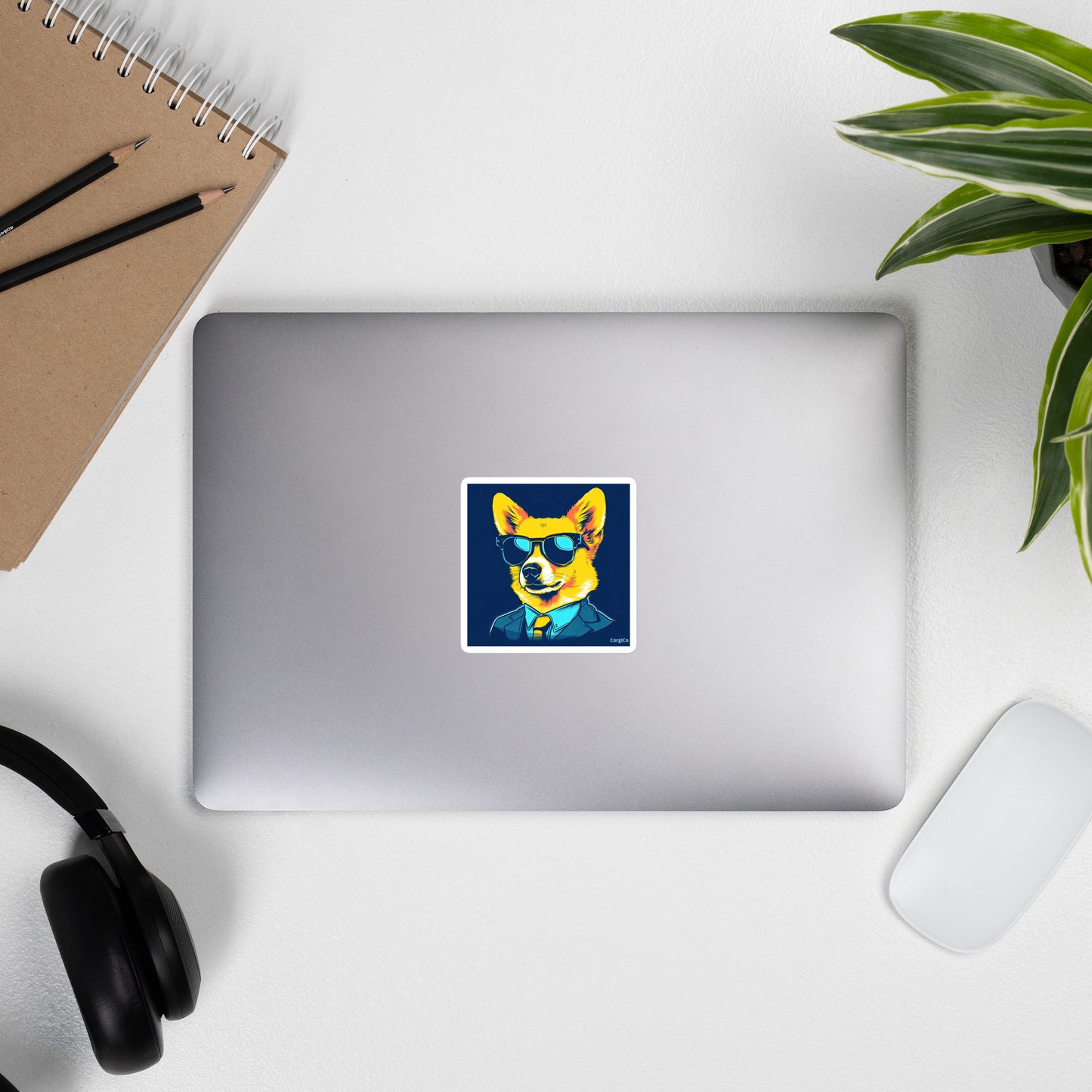 Suit and Tie with Sunglasses Corgi Bubble-free stickers