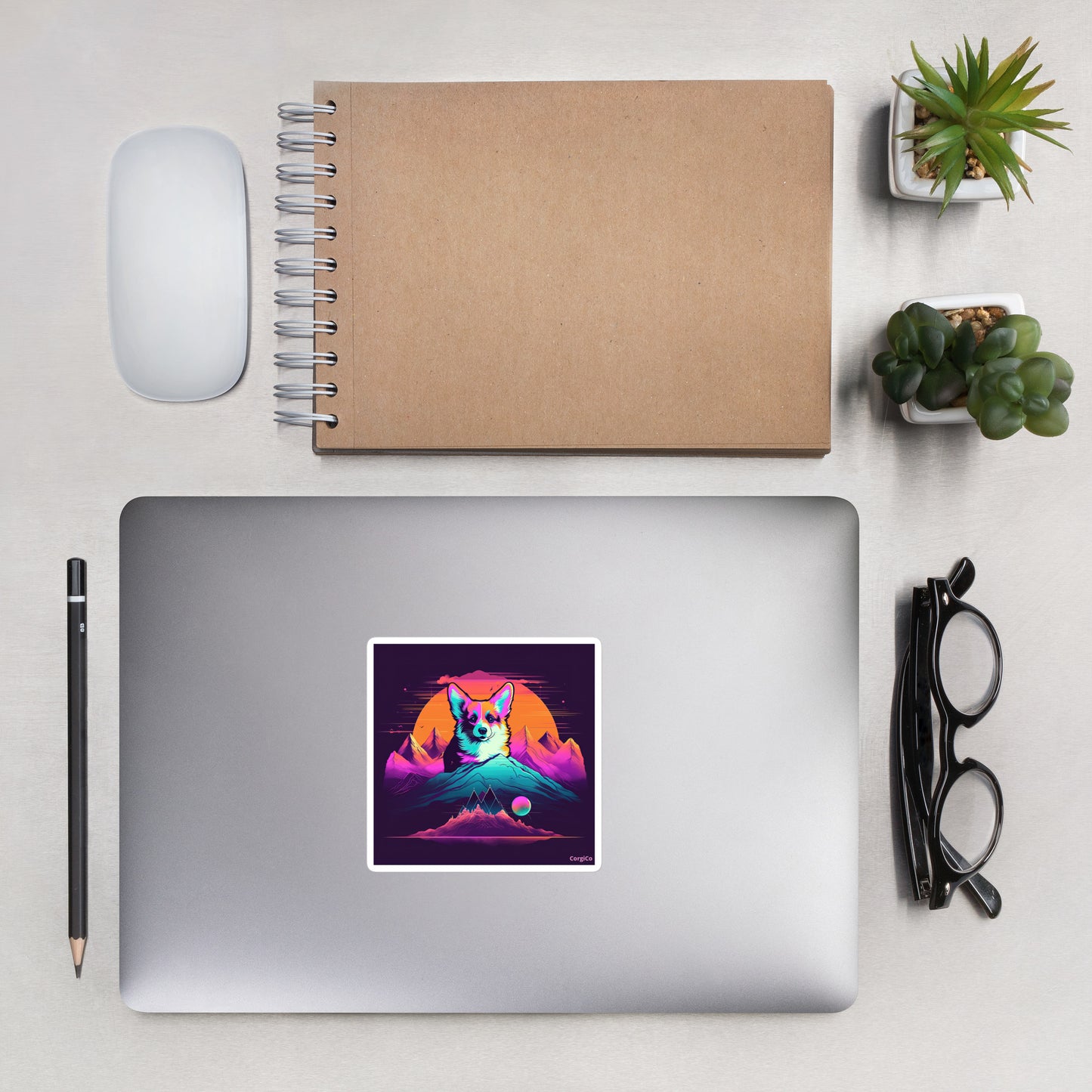 New Wave Mountain Corgi Bubble-free stickers