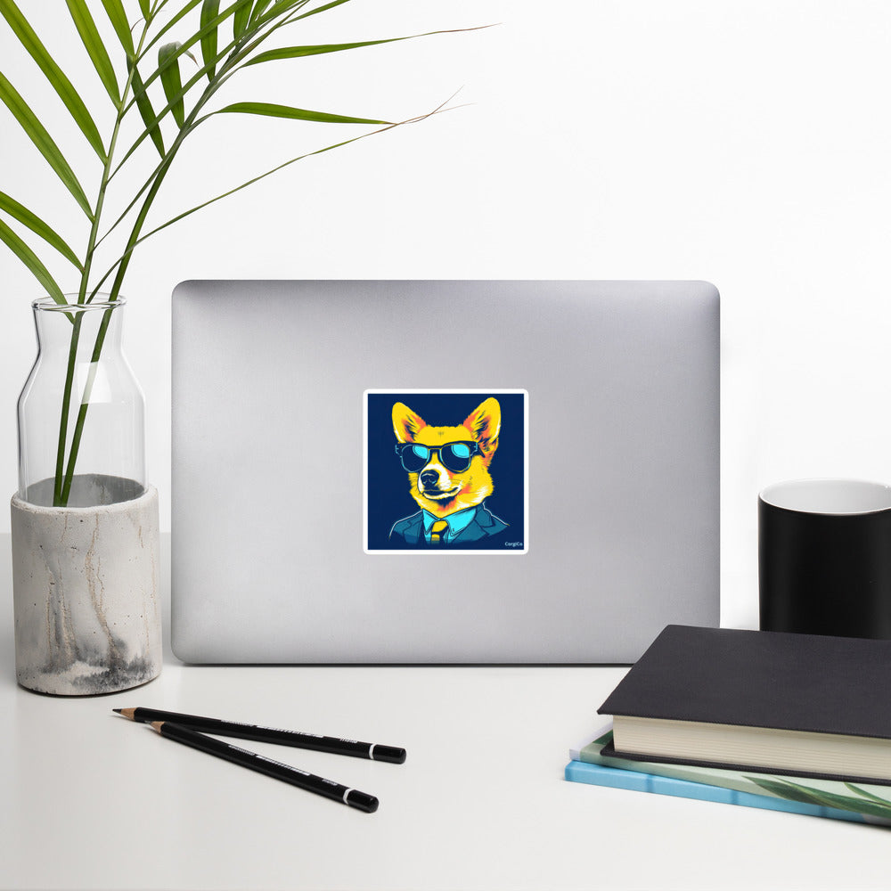 Suit and Tie with Sunglasses Corgi Bubble-free stickers