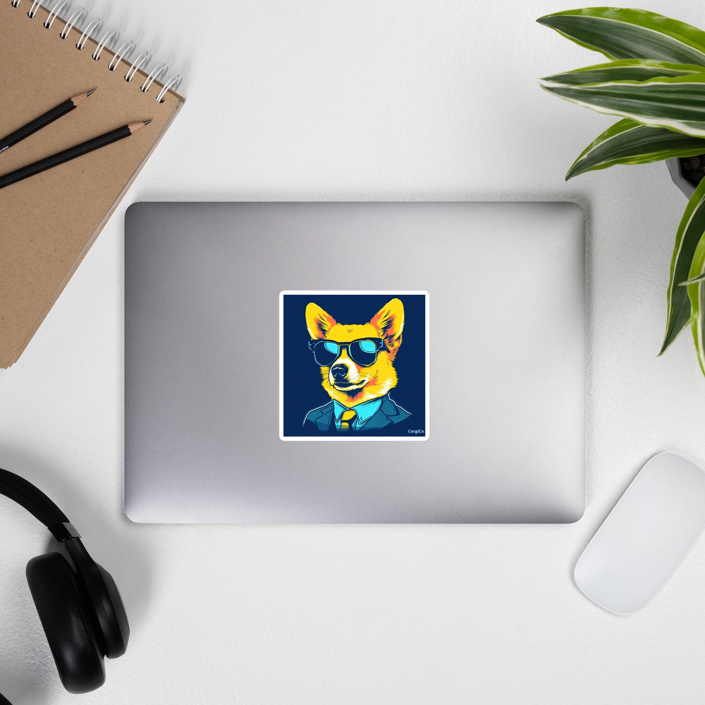 Suit and Tie with Sunglasses Corgi Bubble-free stickers