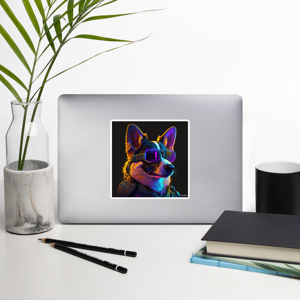 Cyber Security Corgi Bubble-free stickers