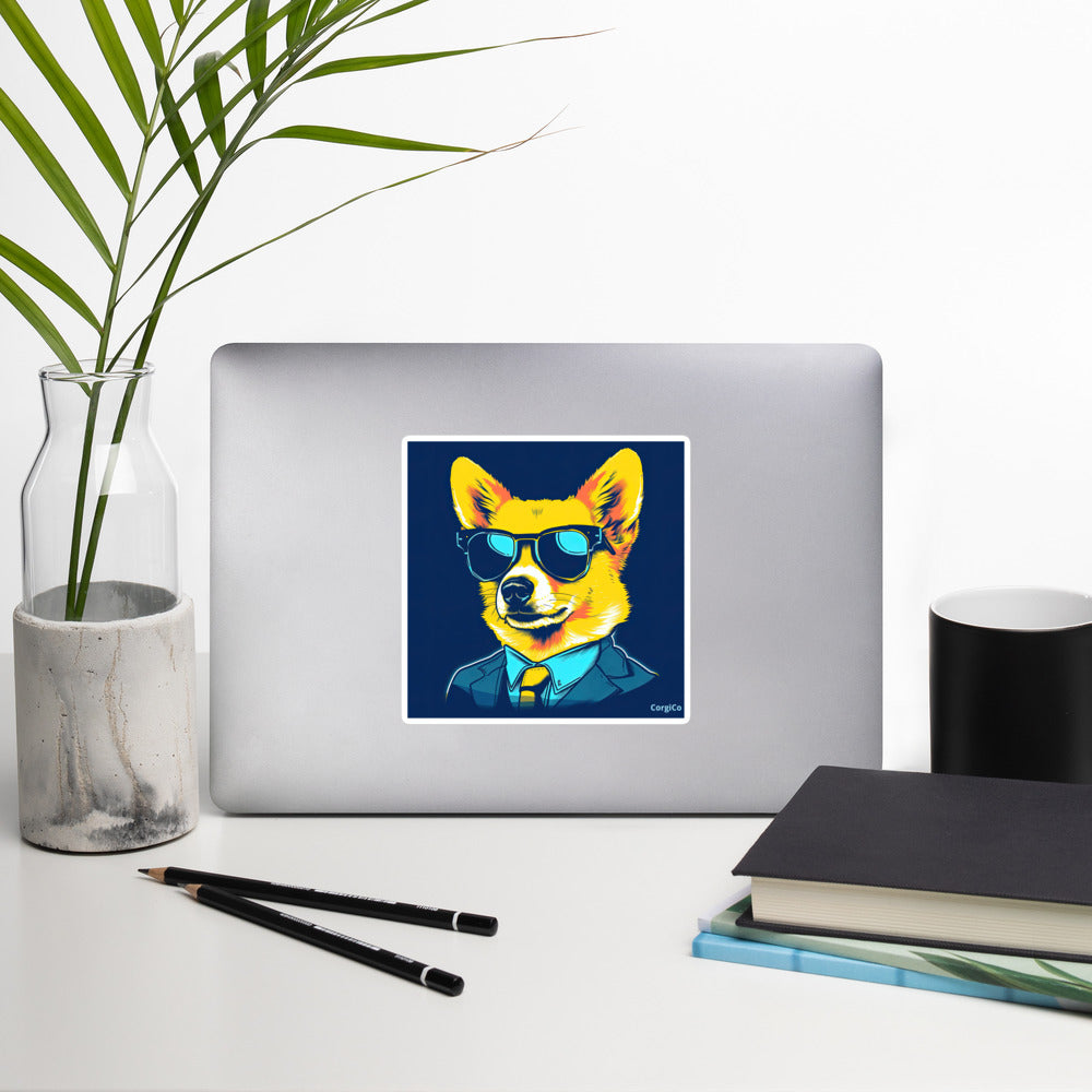Suit and Tie with Sunglasses Corgi Bubble-free stickers