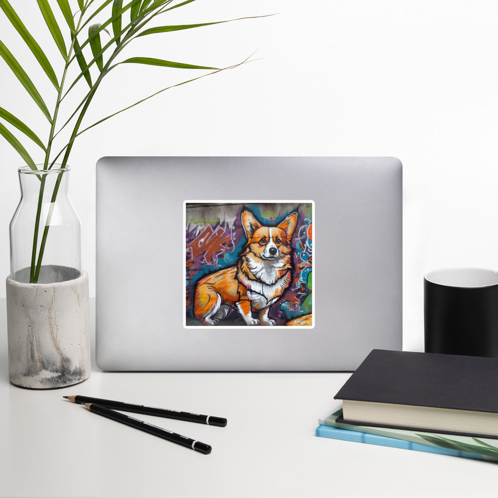 Graffiti Wall Corgi Bubble-free stickers