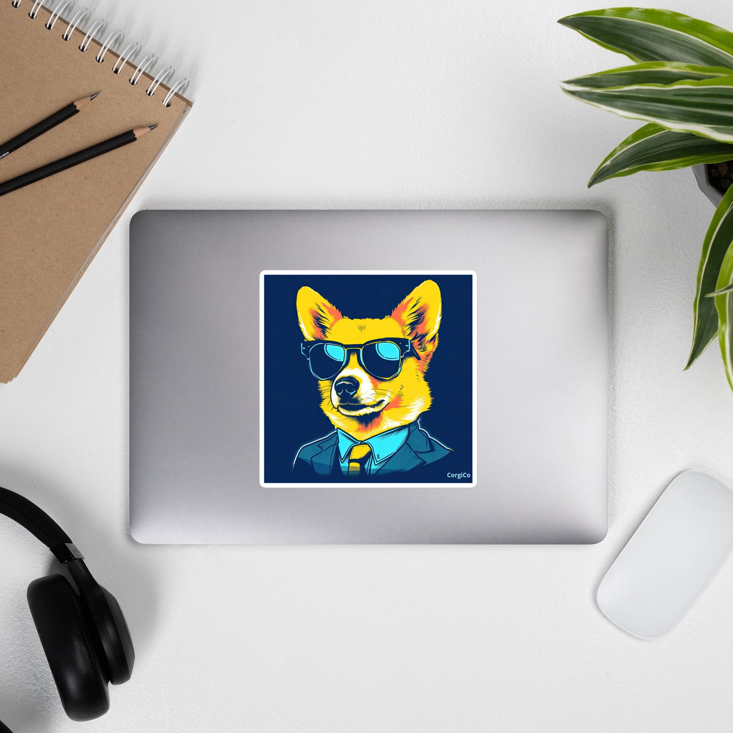 Suit and Tie with Sunglasses Corgi Bubble-free stickers
