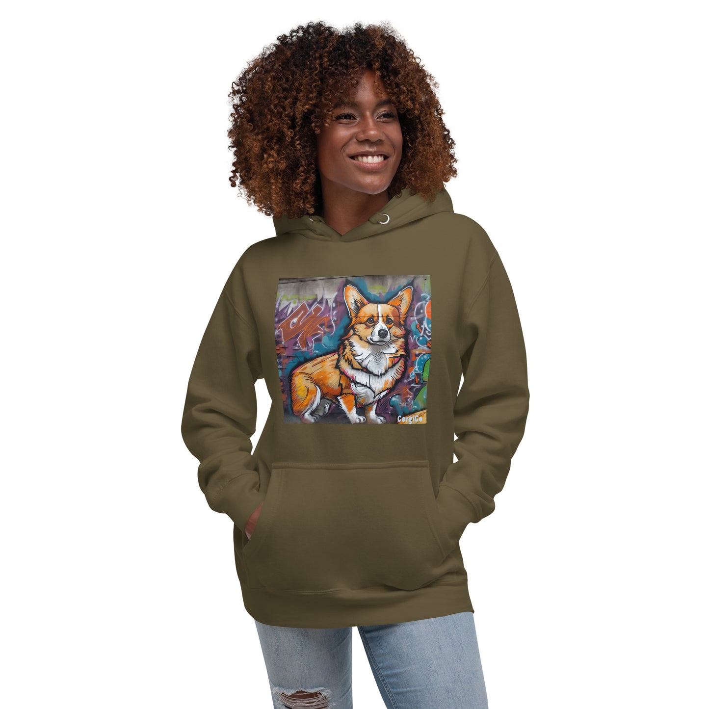 Pembroke Graffiti Wall Corgi Unisex Hoodie