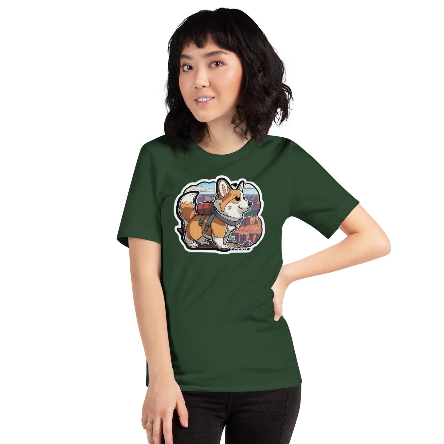 Cute backpacking Corgi Unisex t-shirt
