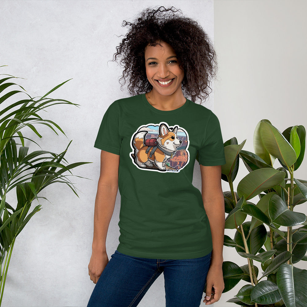 Cute backpacking Corgi Unisex t-shirt