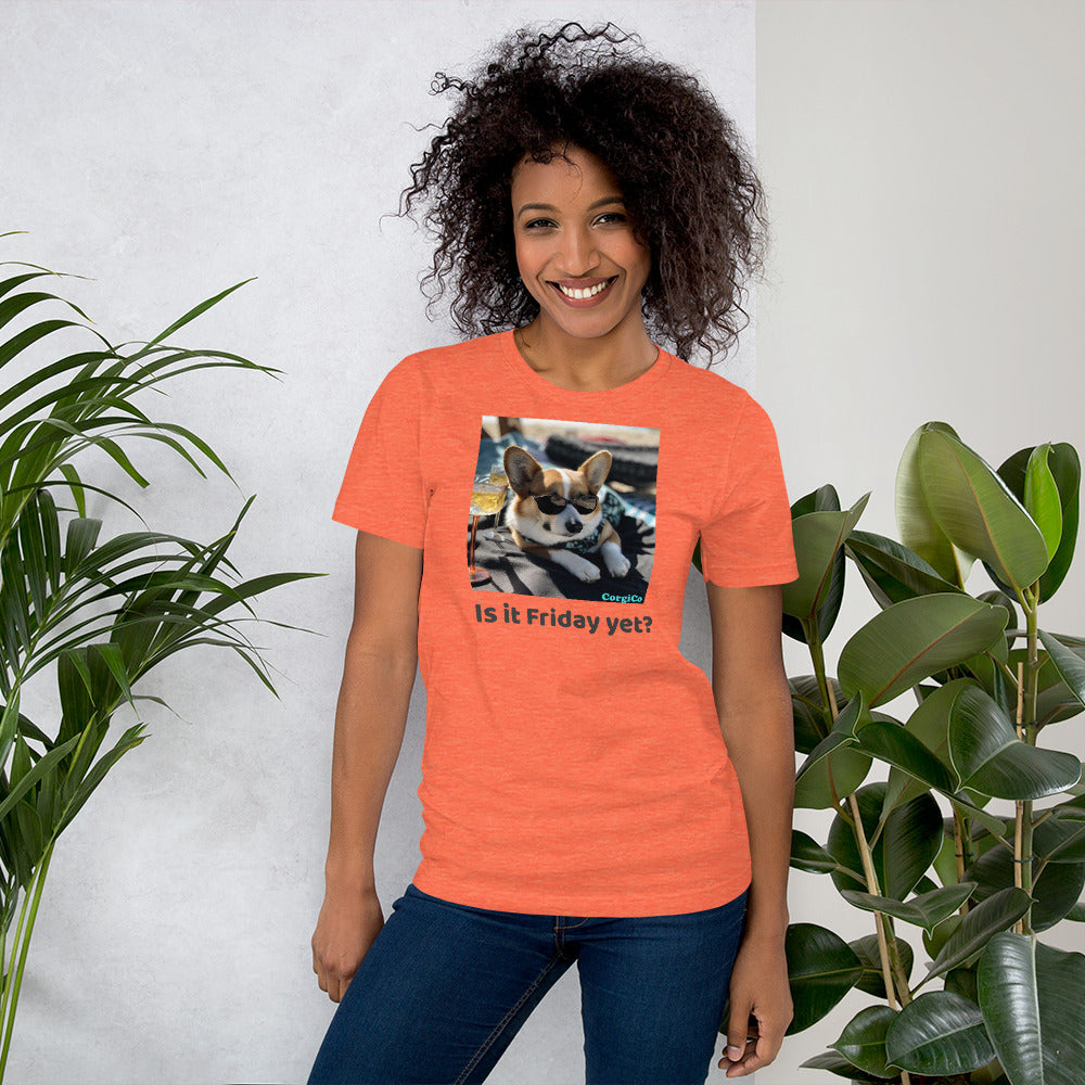 Cute Friday Corgi With Sunglasses Unisex T-Shirt