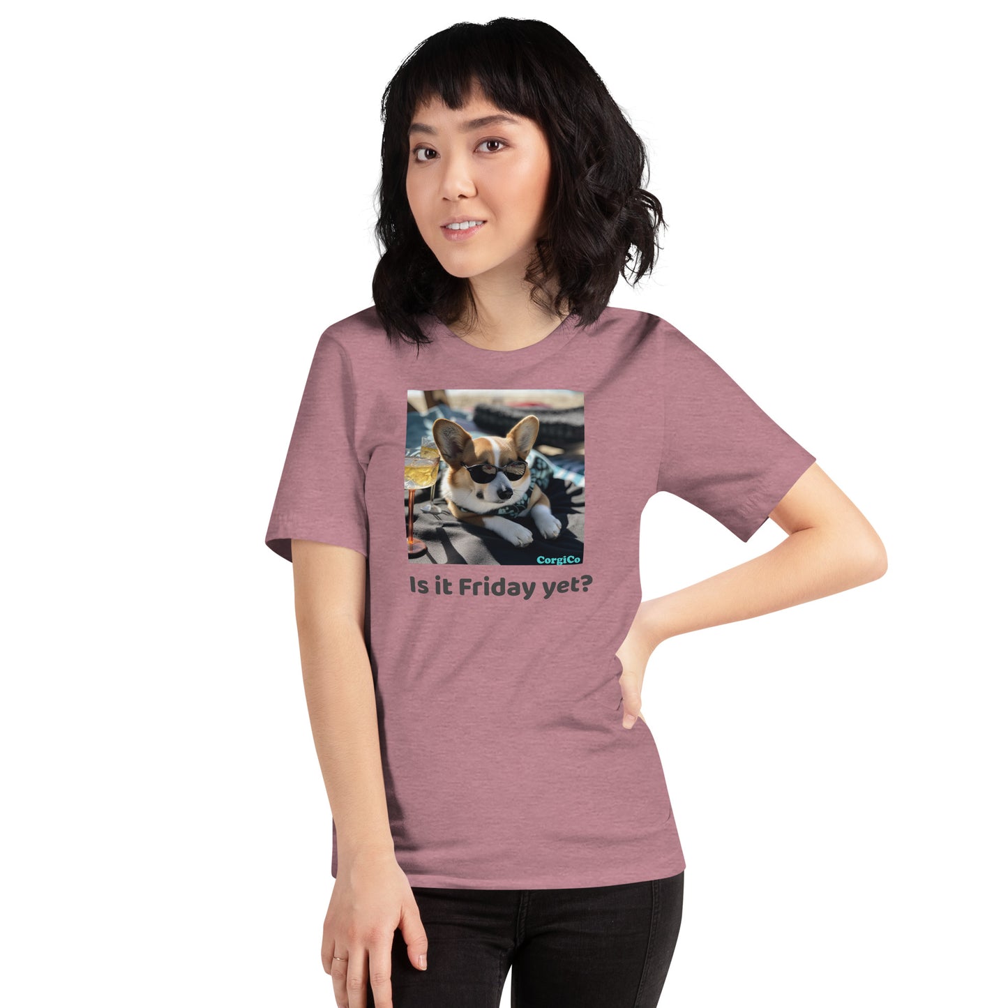 Cute Friday Corgi With Sunglasses Unisex T-Shirt