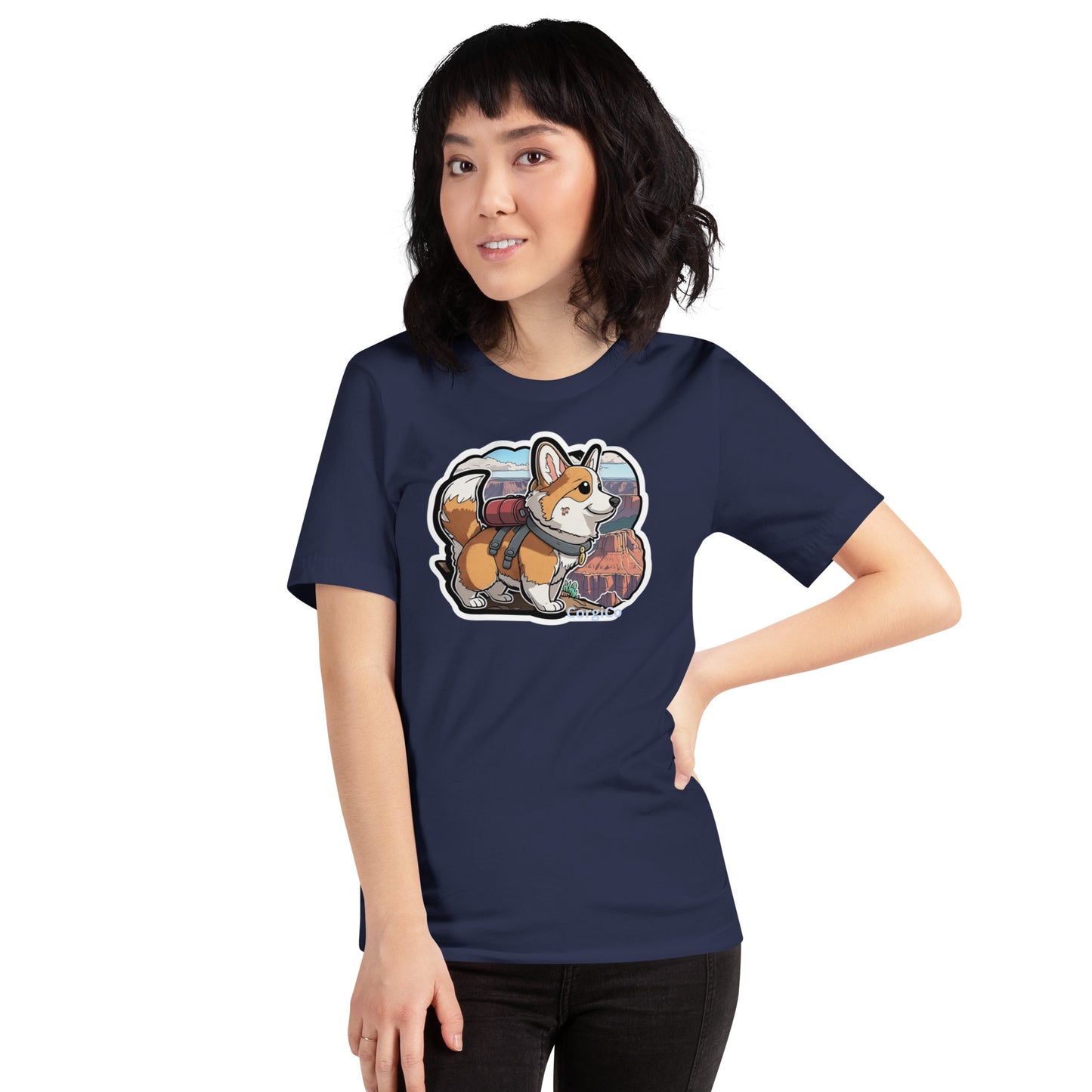 Cute backpacking Corgi Unisex t-shirt
