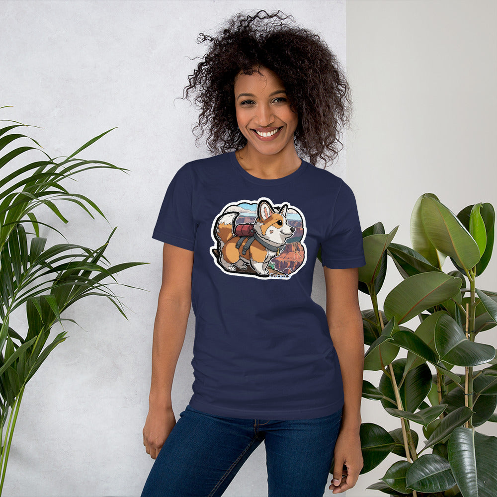 Cute backpacking Corgi Unisex t-shirt