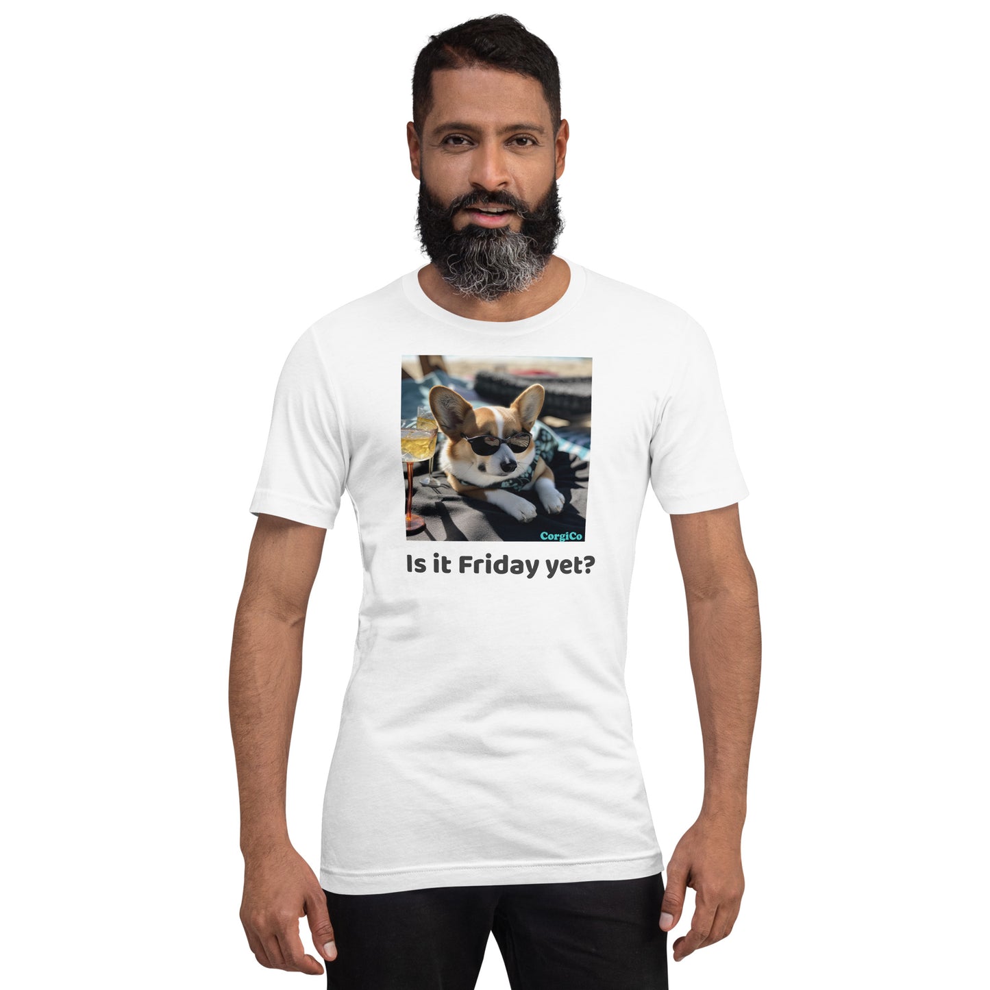 Cute Friday Corgi With Sunglasses Unisex T-Shirt