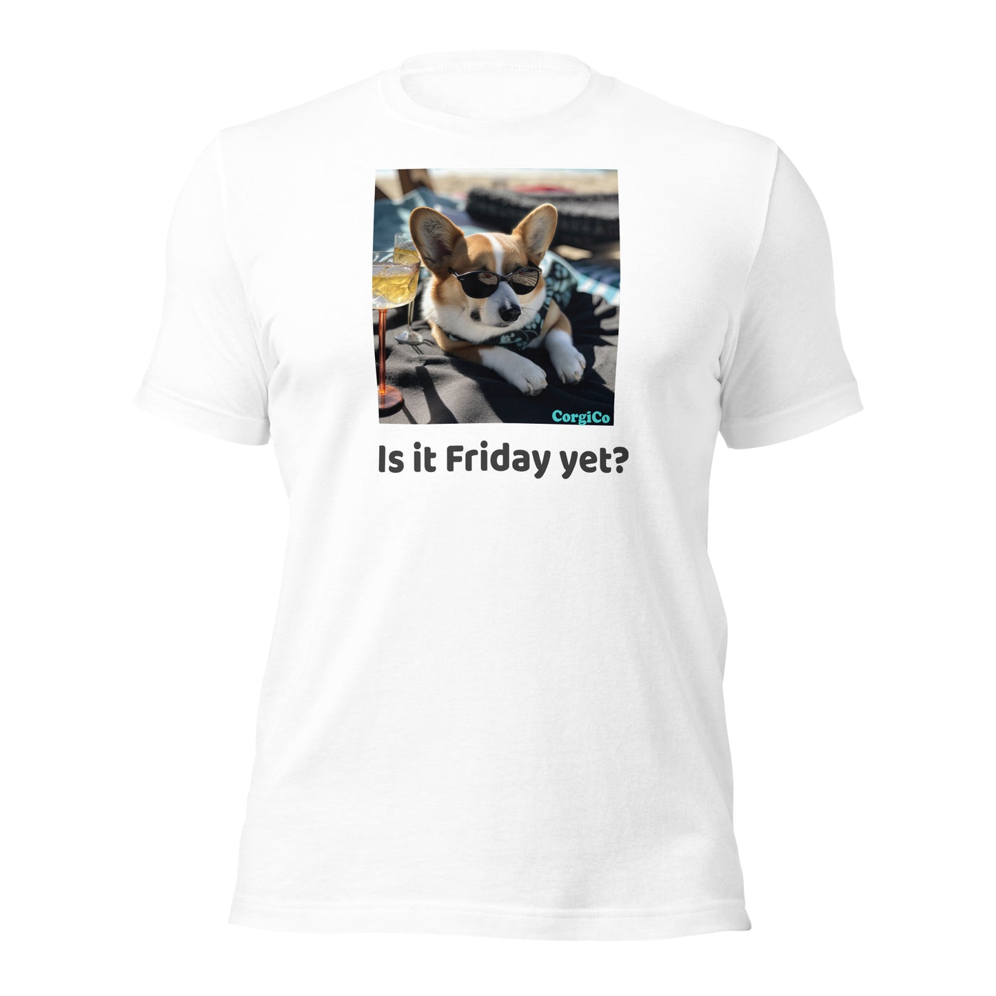 Cute Friday Corgi With Sunglasses Unisex T-Shirt