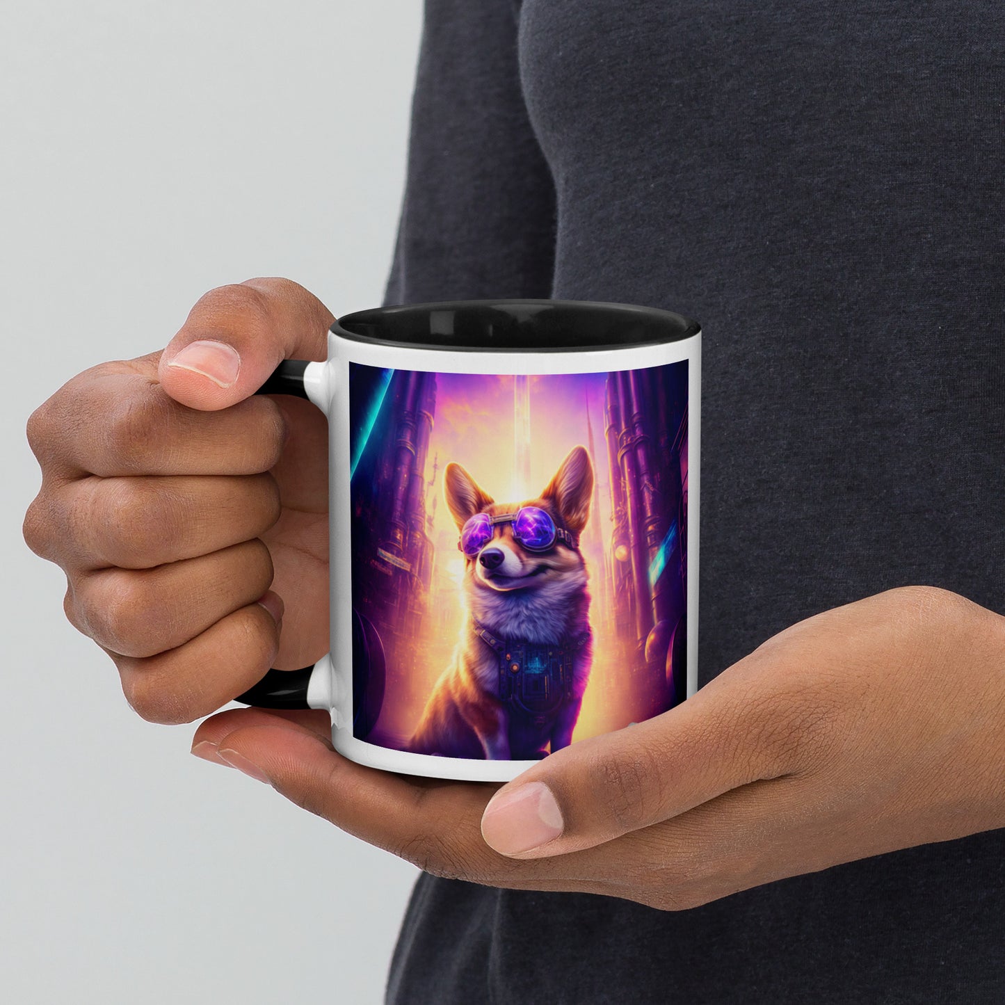 Steampunk Corgi Coffee Mug with Color Inside