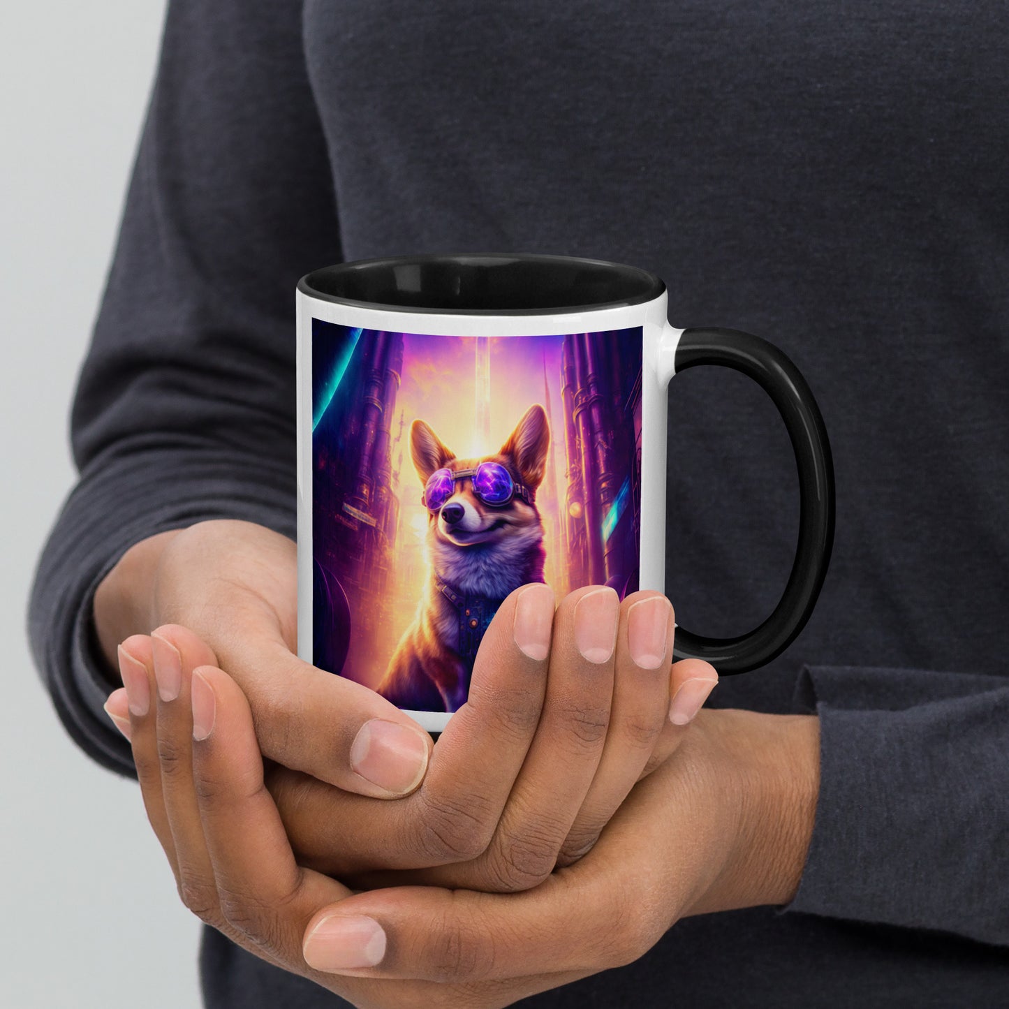 Steampunk Corgi Coffee Mug with Color Inside