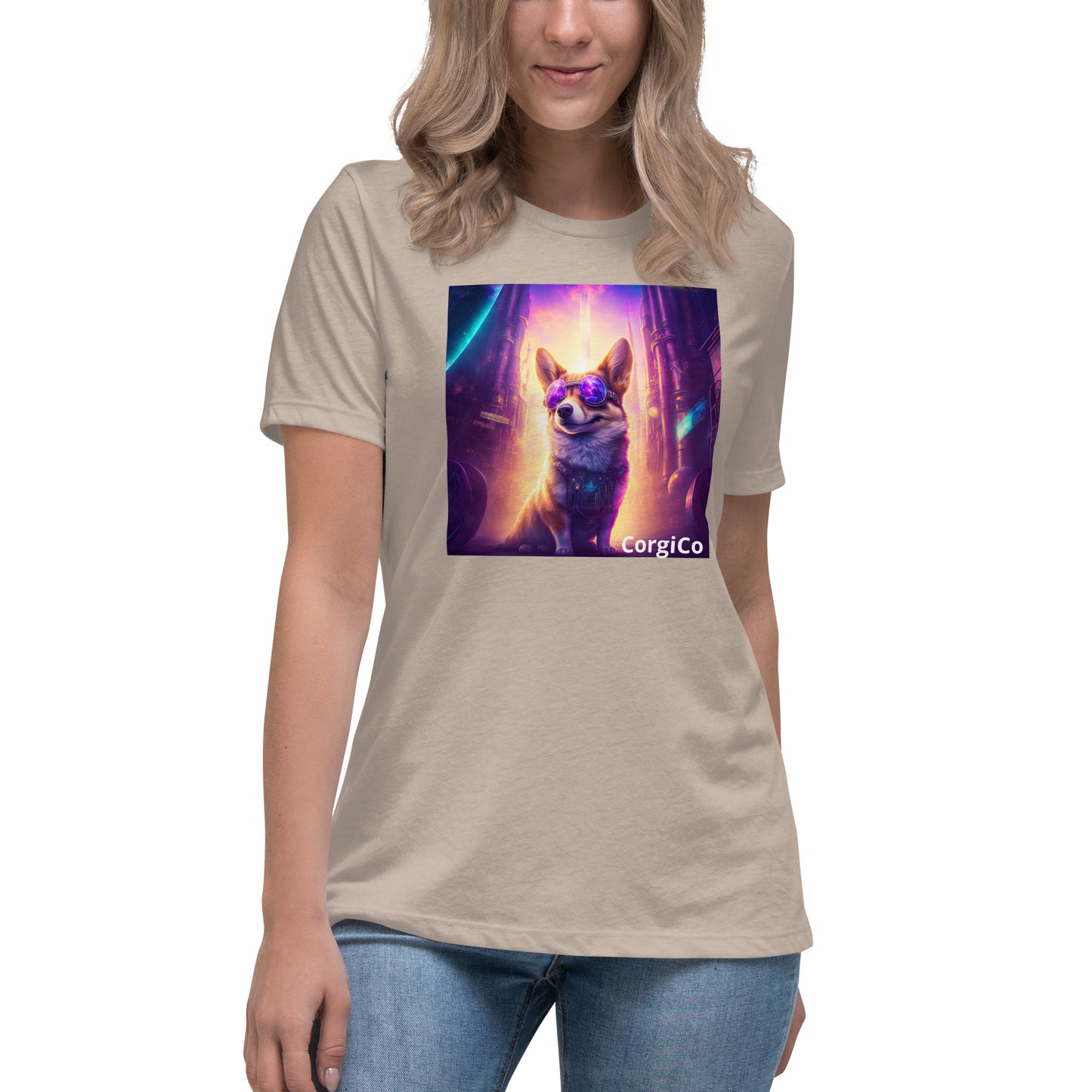 Steampunk Corgi in Sunglasses Women's Relaxed T-Shirt