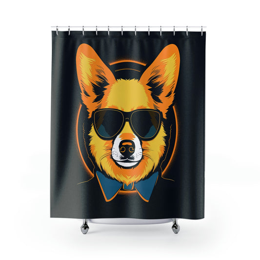 Suit and Sunglasses Corgi Shower Curtain