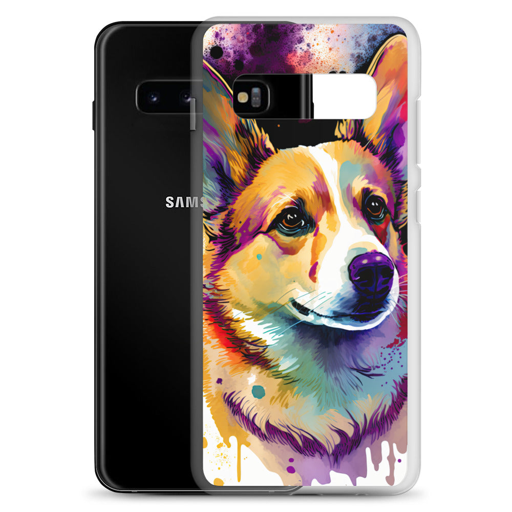 Purple Watercolor Corgi Clear Case for Samsung®