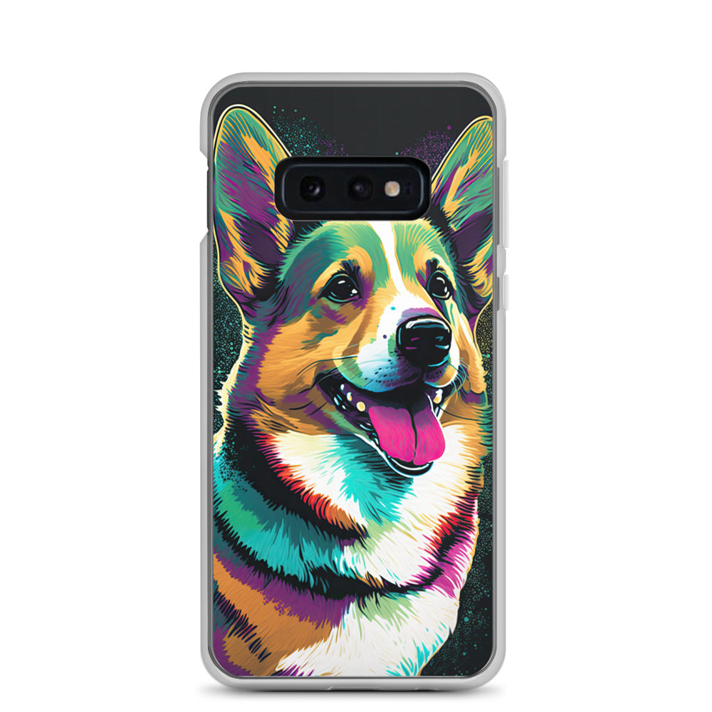 Teal Happy Corgi Clear Case for Samsung®