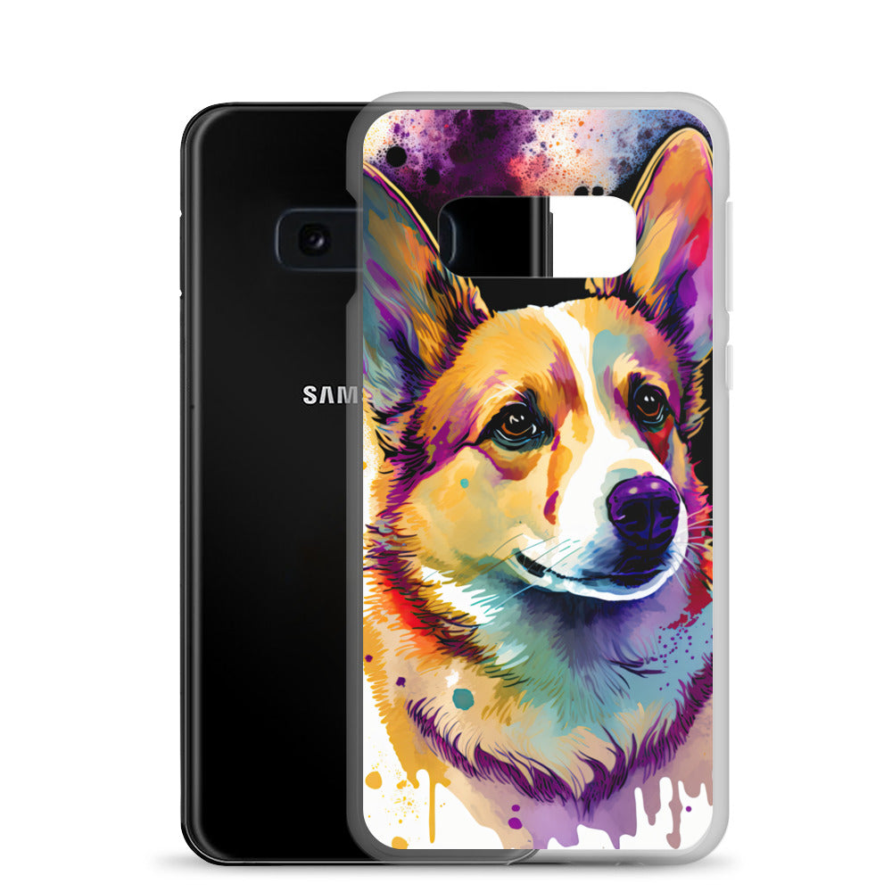 Purple Watercolor Corgi Clear Case for Samsung®