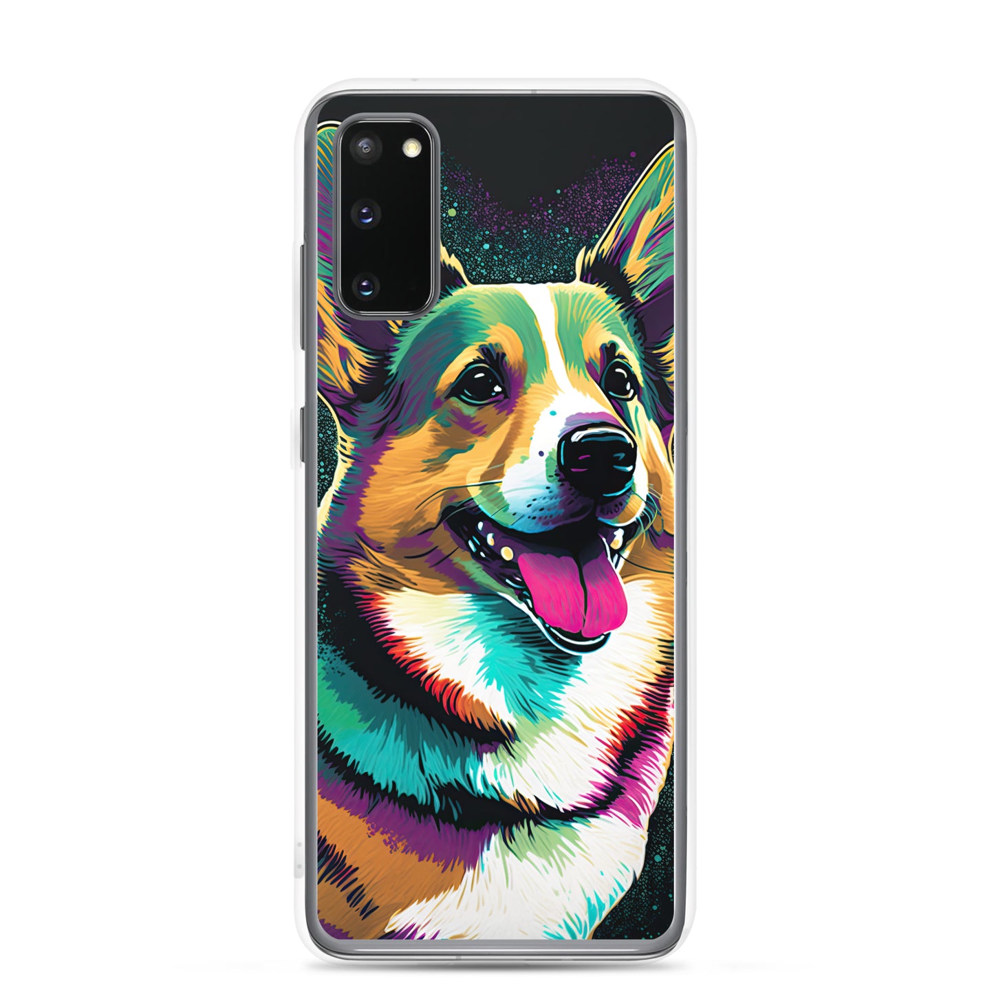 Teal Happy Corgi Clear Case for Samsung®