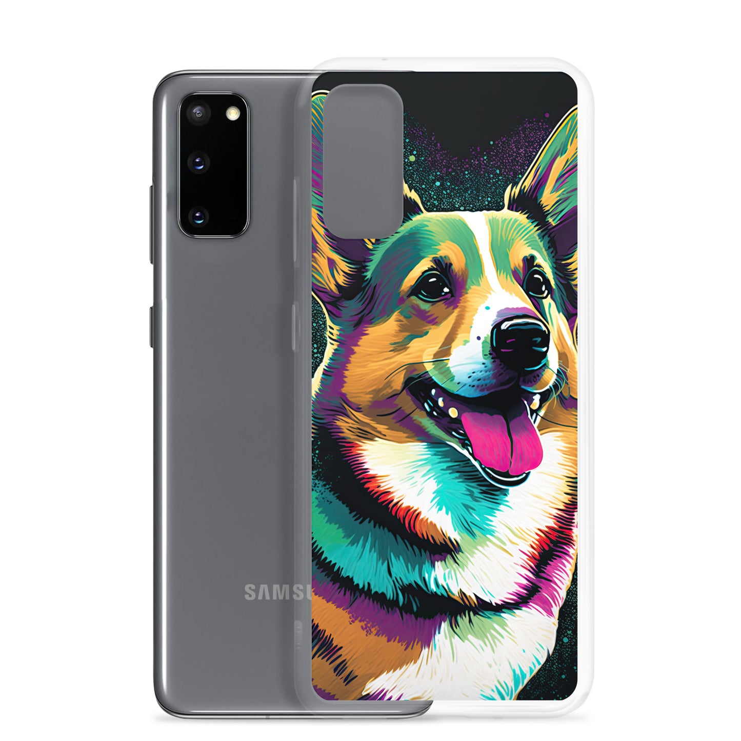 Teal Happy Corgi Clear Case for Samsung®