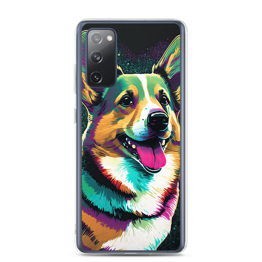 Teal Happy Corgi Clear Case for Samsung®