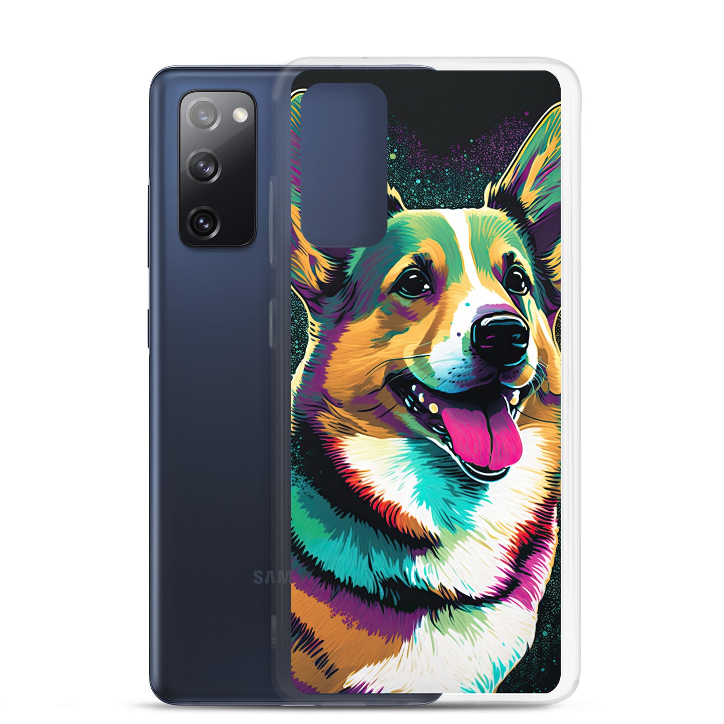 Teal Happy Corgi Clear Case for Samsung®