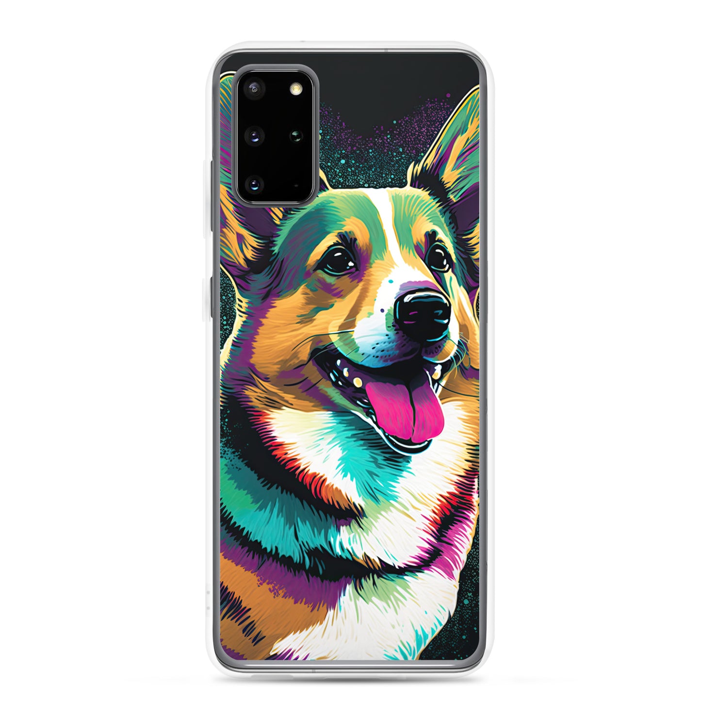 Teal Happy Corgi Clear Case for Samsung®