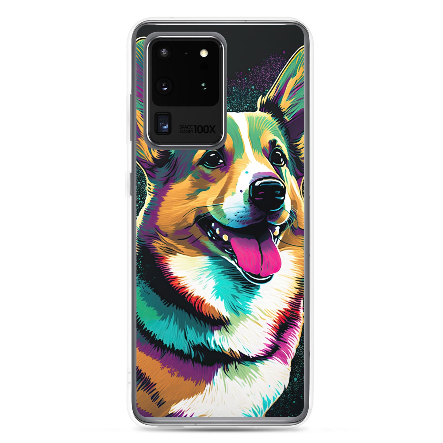 Teal Happy Corgi Clear Case for Samsung®