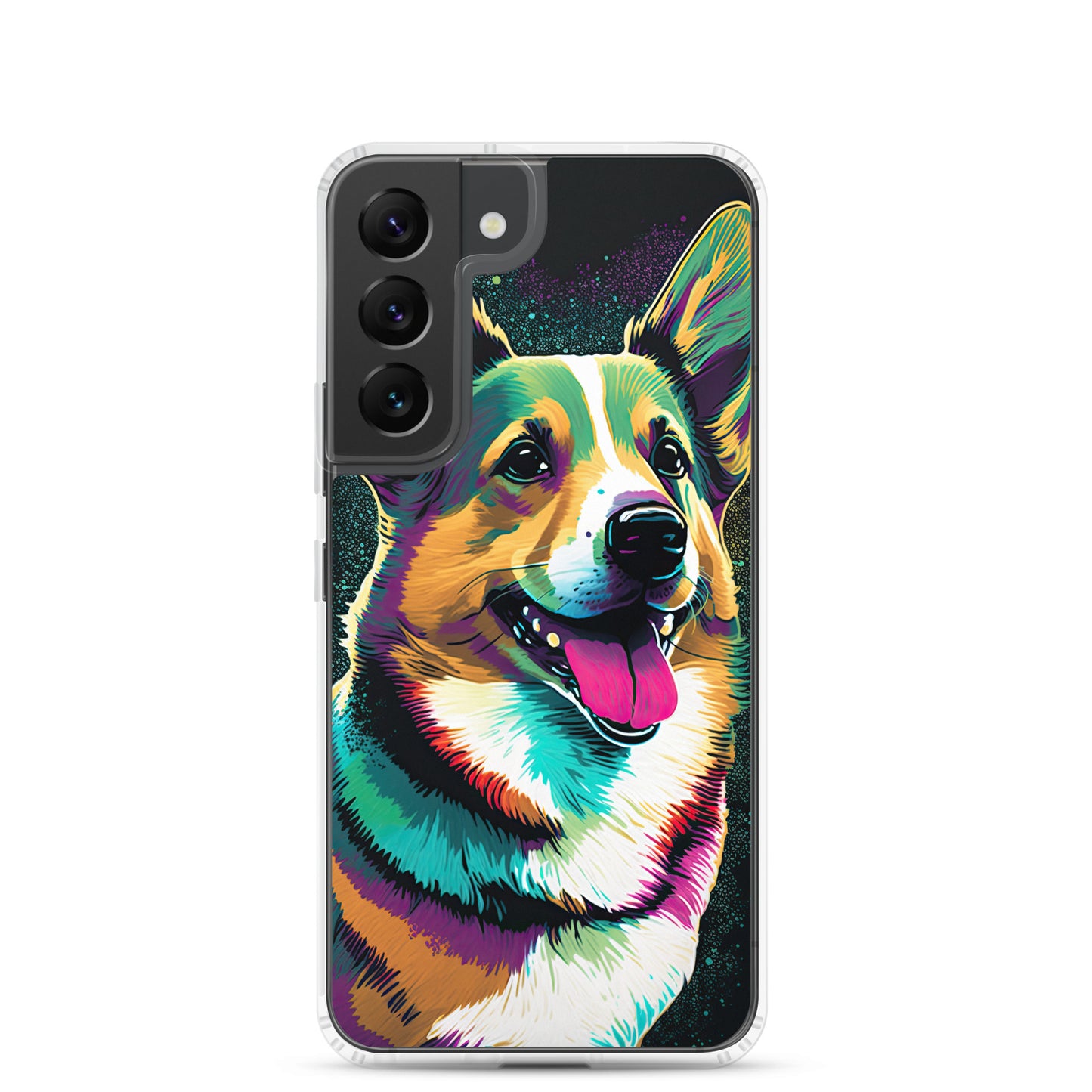 Teal Happy Corgi Clear Case for Samsung®