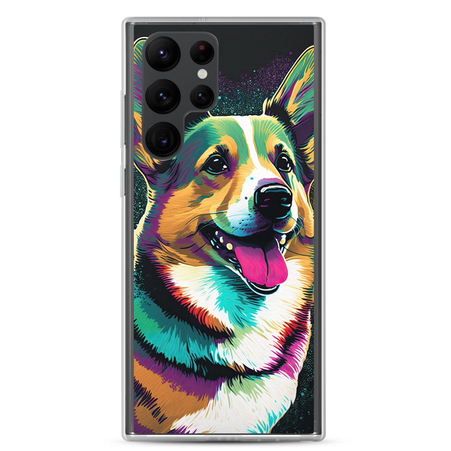 Teal Happy Corgi Clear Case for Samsung®