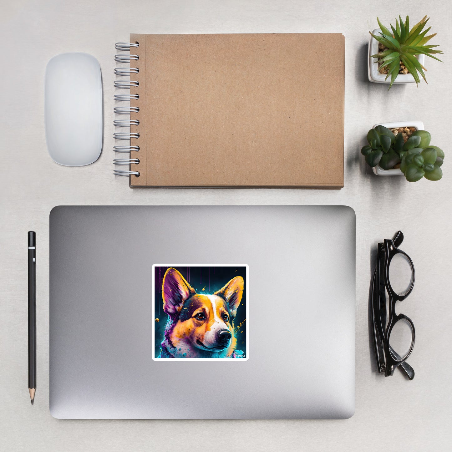 Rain Drop Art Corgi Bubble-free stickers