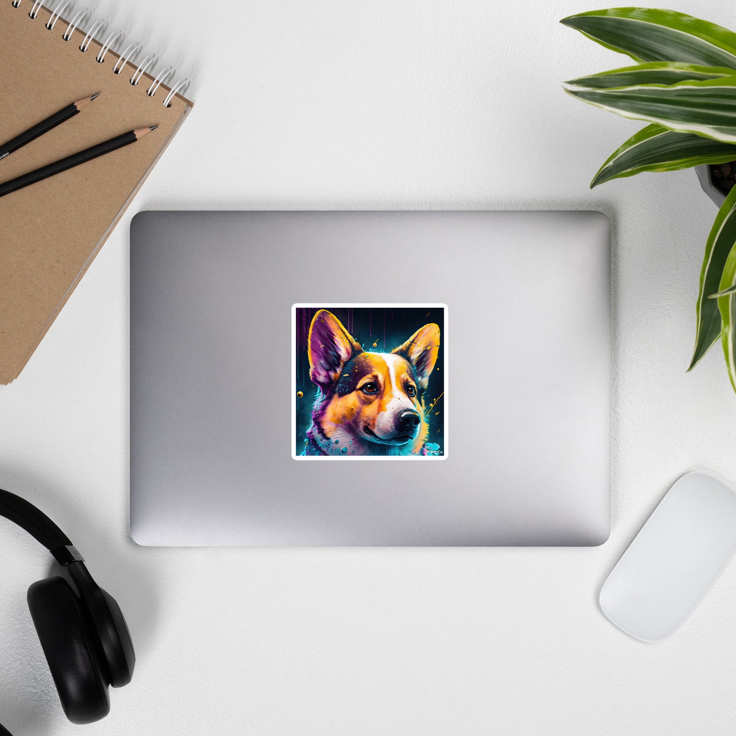 Rain Drop Art Corgi Bubble-free stickers