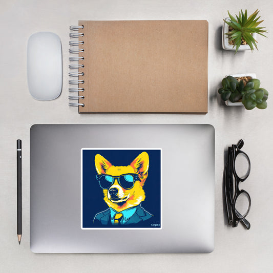 Suit and Tie with Sunglasses Corgi Bubble-free stickers