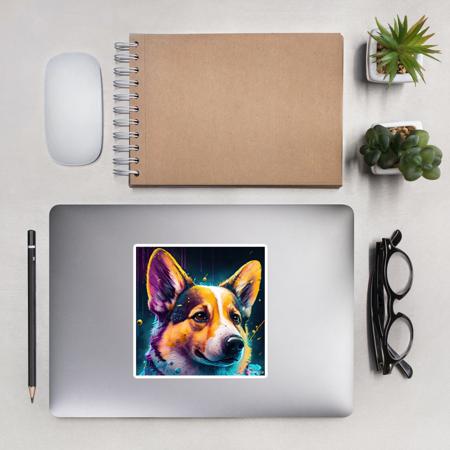 Rain Drop Art Corgi Bubble-free stickers