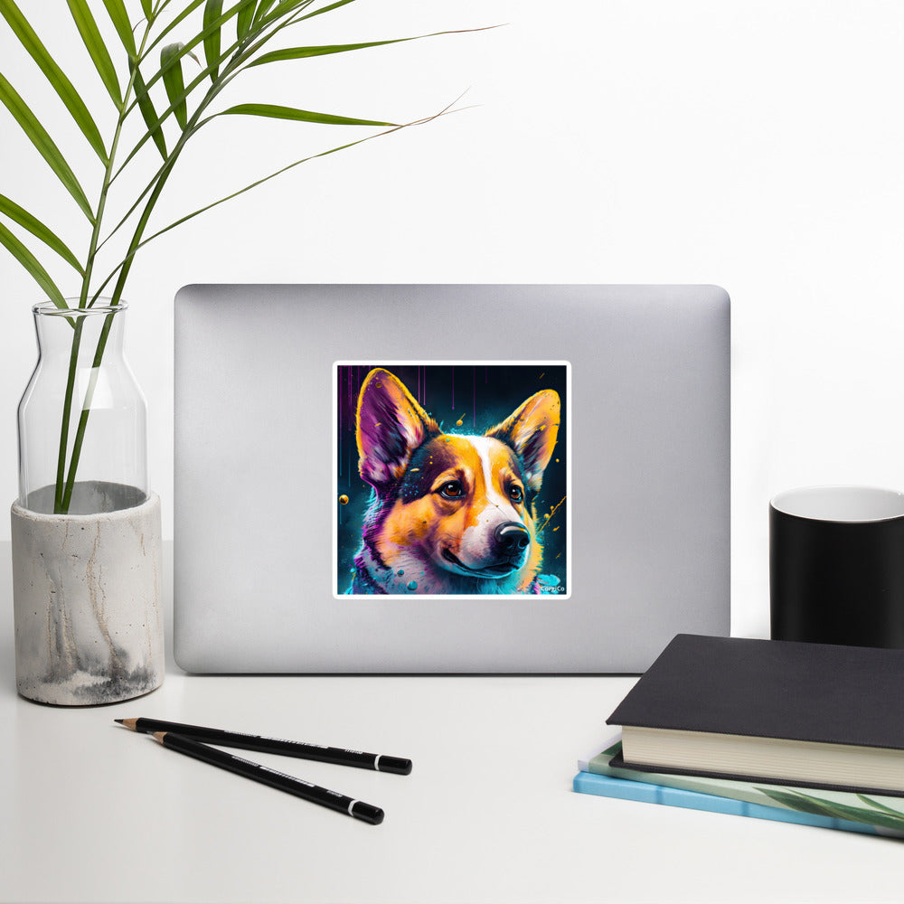 Rain Drop Art Corgi Bubble-free stickers