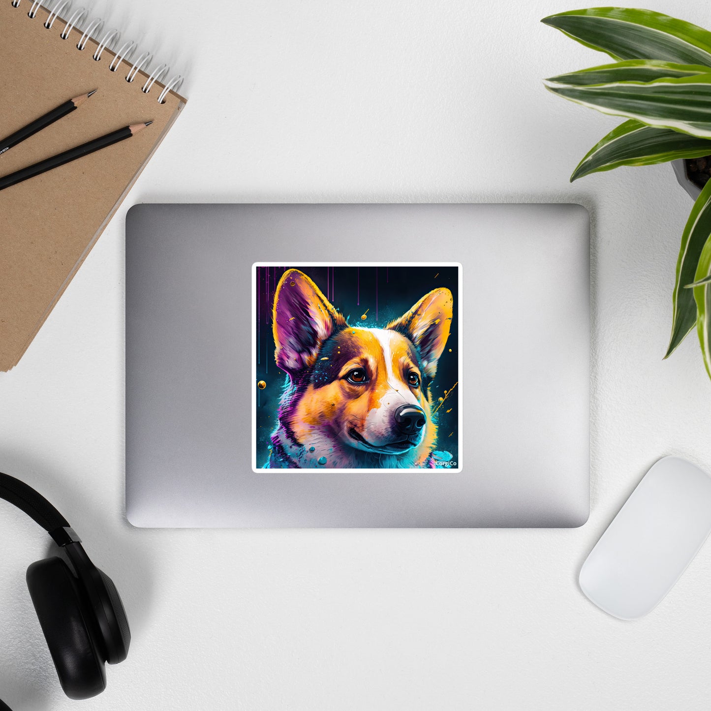 Rain Drop Art Corgi Bubble-free stickers