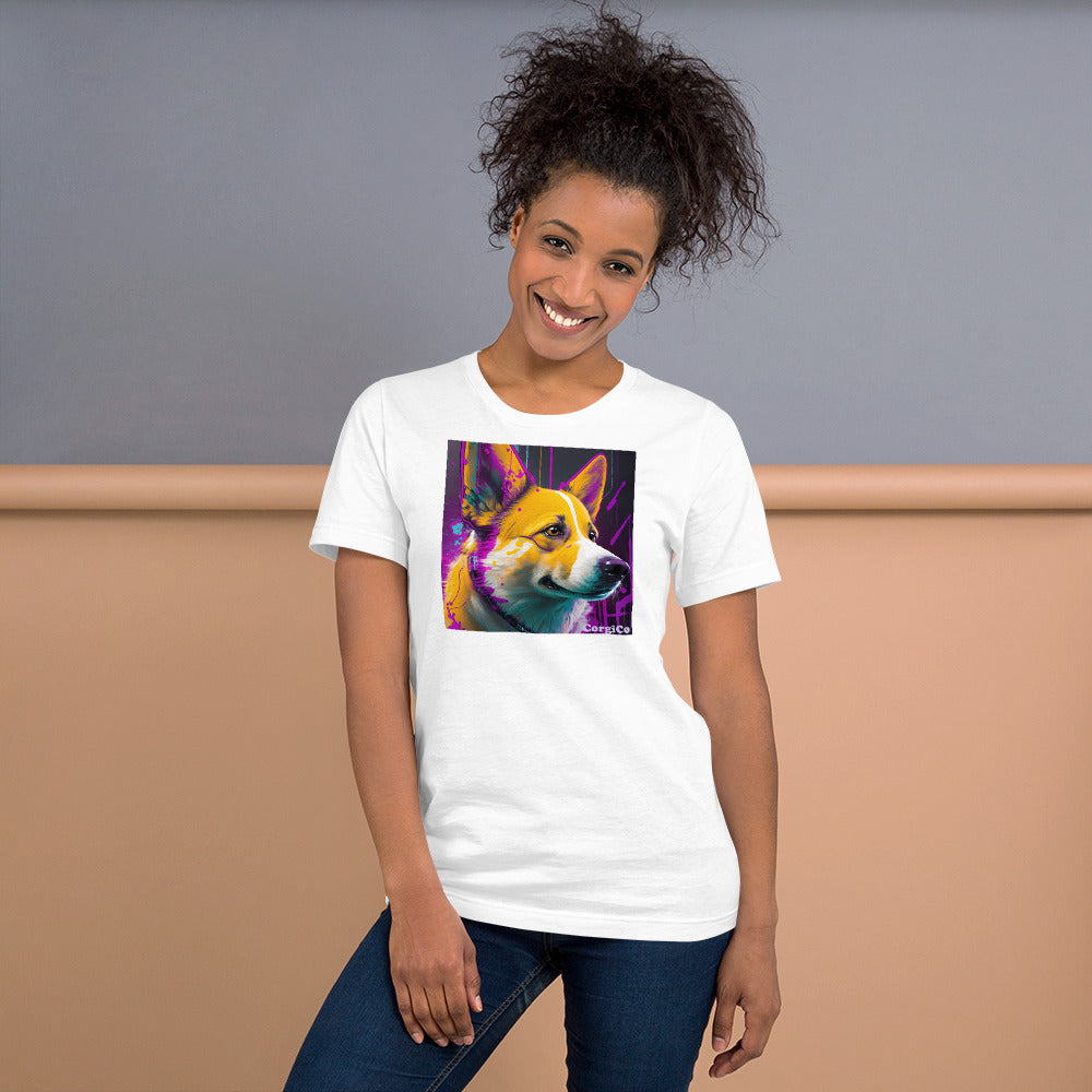 Purple Paint Drip Corgi Unisex T-shirt