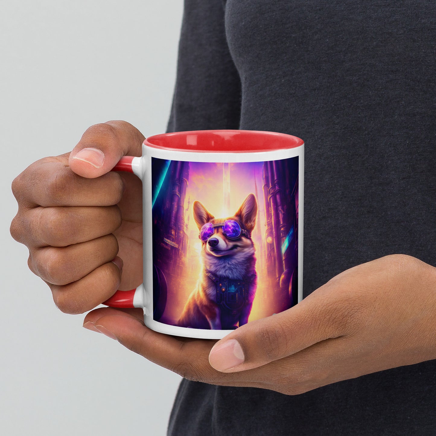 Steampunk Corgi Coffee Mug with Color Inside