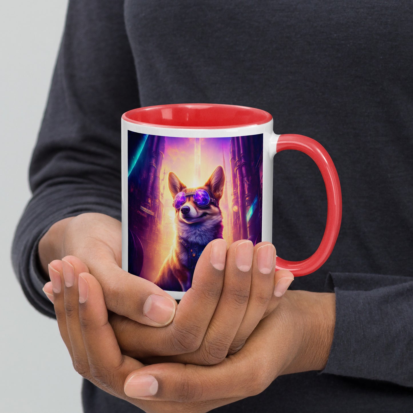 Steampunk Corgi Coffee Mug with Color Inside