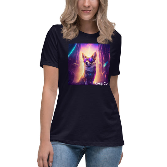 Steampunk Corgi in Sunglasses Women's Relaxed T-Shirt